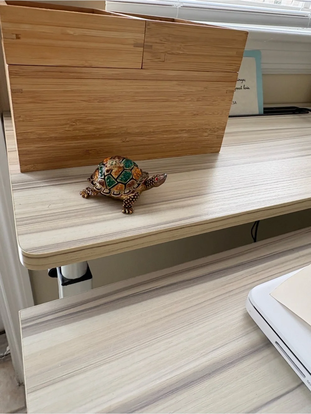 Exquisite Rare Colorful Crystal Detailed Enamel Turtle Jewelry Box